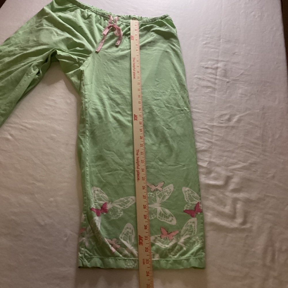 HUE Green Pajama Pants with Pink and White Accents Sz L - Picture 4 of 8